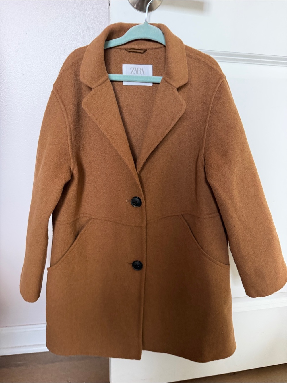 Zara Kids Camel Brown Single-Breasted Pea Coat